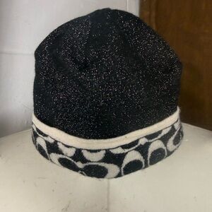Coach Black and White Wool Blend Hat